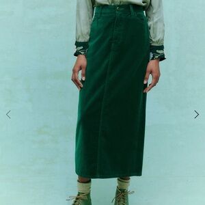 THE GREAT. Deep Green Maxi Skirt